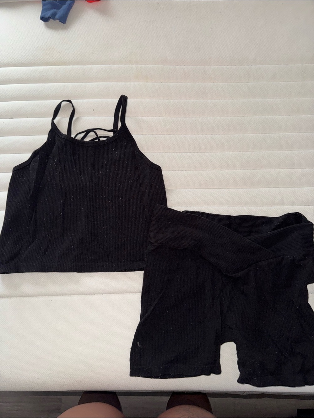 No Boundaries Black Strappy Bandeau Tank & Shorts Set